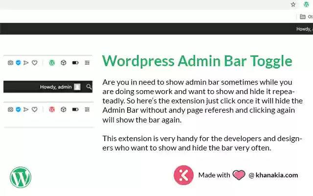 Wordpress Admin Bar Toggle from Chrome web store to be run with OffiDocs Chromium online Wordpress Admin Bar Toggle from Chrome web store to be run with OffiDocs Chromium online